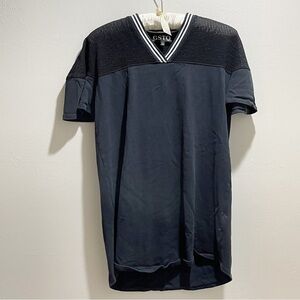 GSTO Women’s QUARTERBACK JERSEY Mesh Detail Short Sleeve Black V-Neck Size Large